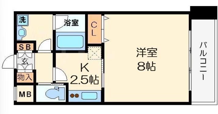 アーバンフラッツ西中島(1K/2階)の間取り写真