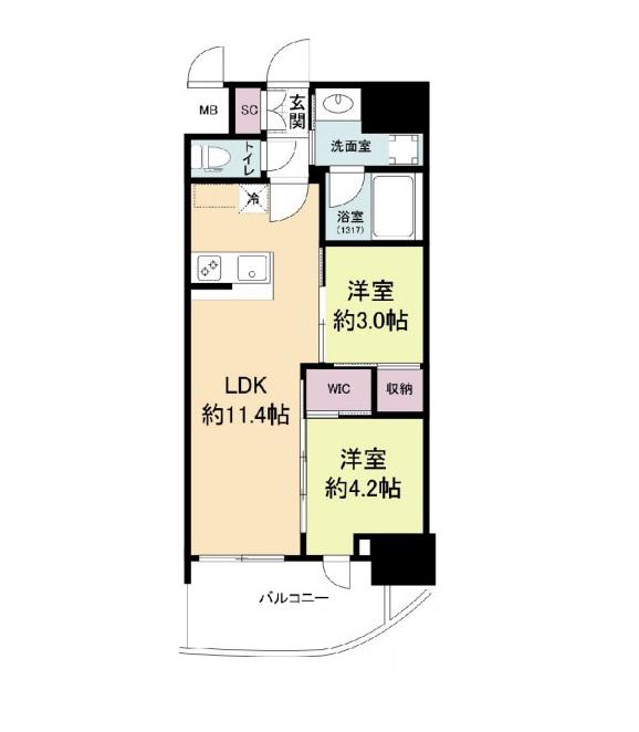 セレニテフラン梅田(2LDK/12階)の間取り写真