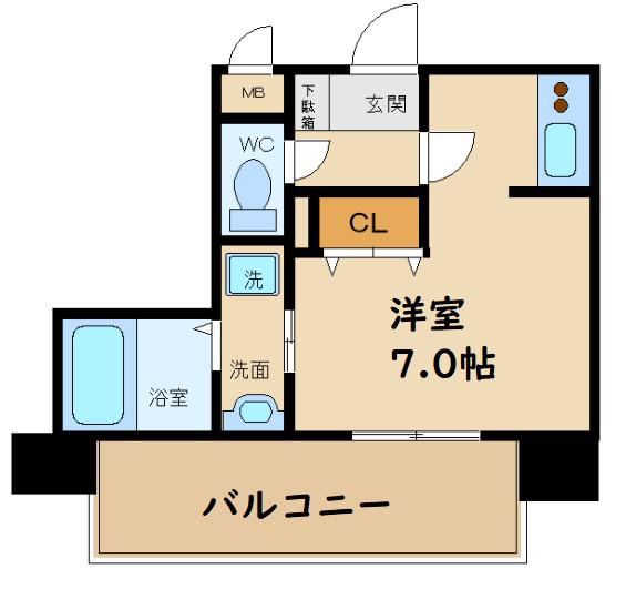 ドゥーエ森ノ宮(ワンルーム/3階)の間取り写真