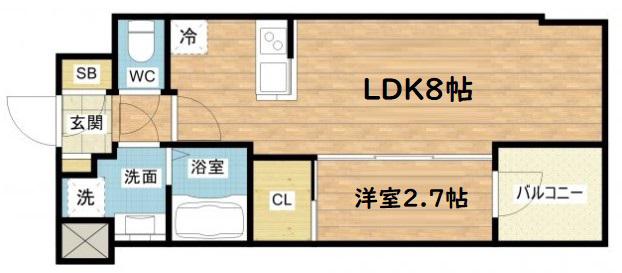 HS梅田イースト(1LDK/13階)の間取り写真