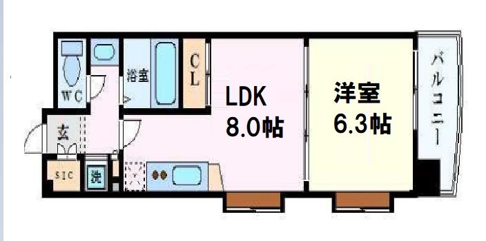 コンソラーレ 同心(1LDK/4階)の間取り写真