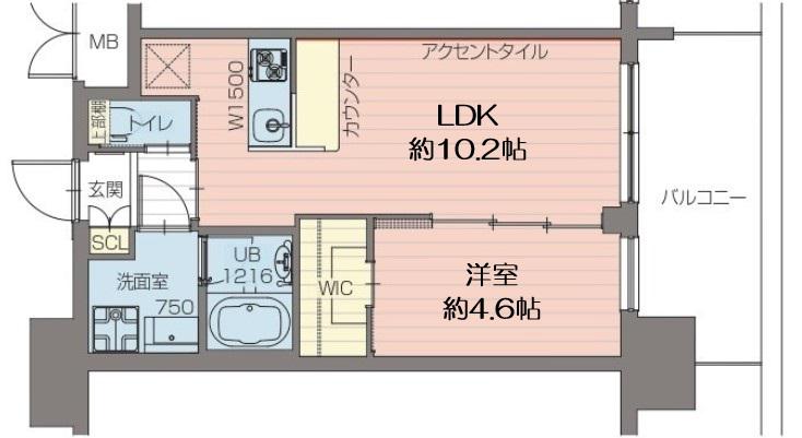 プレジオ阿波座(1LDK/4階)の間取り写真