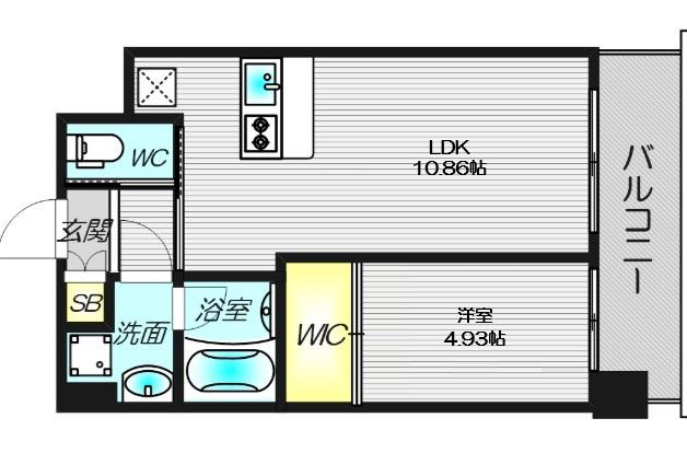プレジオ天神橋ASIAN(1LDK/10階)の間取り写真