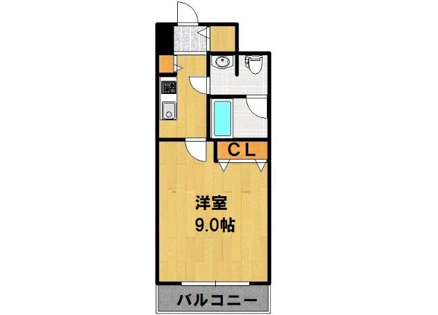 プラウドフラット新大阪(1K/9階)の間取り写真
