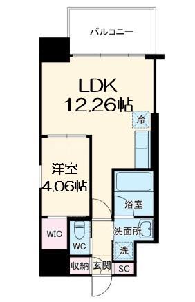 レオングラン本町橋(1LDK/14階)の間取り写真