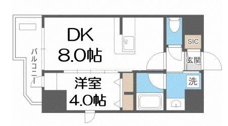 エステムコート大阪福島ルアーナ(1DK/2階)の間取り写真
