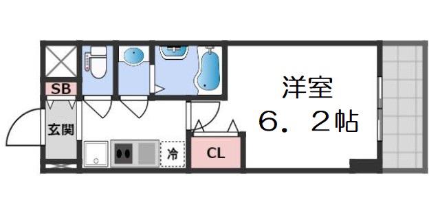 グランパシフィック今里南(1K/2階)の間取り写真