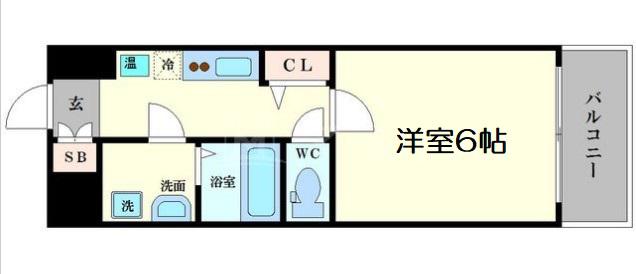 URO難波南(1K/4階)の間取り写真