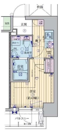 ファーストフィオーレ心斎橋イーストⅢ(1K/9階)の間取り写真