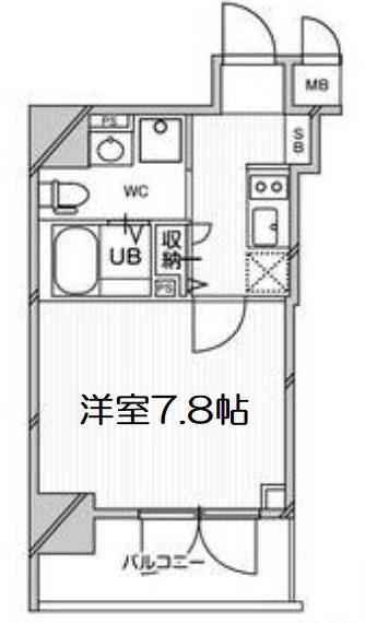 エグゼ難波南Ⅵ(1K/8階)の間取り写真