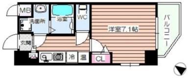 エイペックス京町堀2(1K/8階)の間取り写真