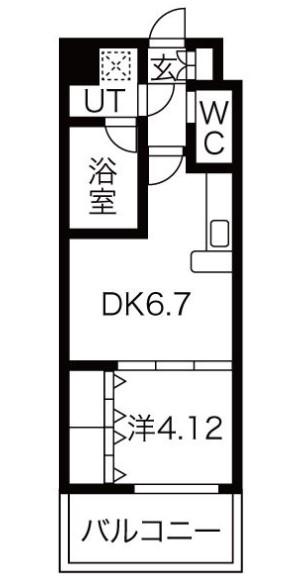 CHOEI65プレジオ中津(1DK/4階)の間取り写真