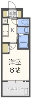 エステムコート中之島GATEⅡ(1K/4階)の間取り写真