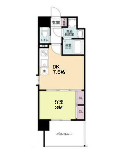 プライマル南森町(1DK/2階)の間取り写真