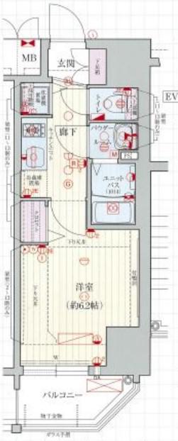 プレサンス北堀江(1K/3階)の間取り写真