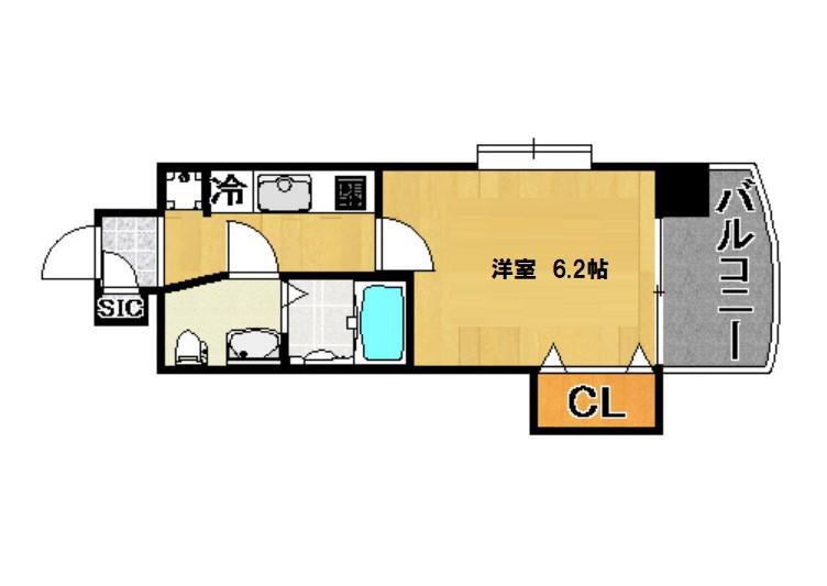 LUXE難波イースト(1K/14階)の間取り写真