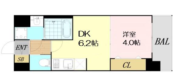 ALIVIS北梅田(1DK/9階)の間取り写真