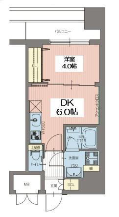 VINOプレジオ本町(1DK/5階)の間取り写真