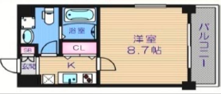 ディナスティ堺筋本町(1K/13階)の間取り写真