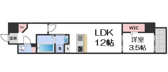 ラ フォルム鎗屋町(1LDK/11階)の間取り写真