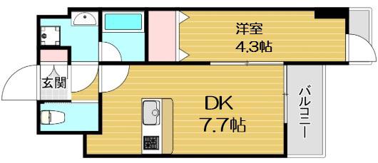 プレジオ難波ASIAN(1DK/7階)の間取り写真