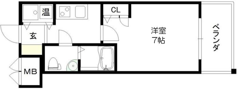 ベルエ難波西(1K/14階)の間取り写真