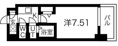 フォーリアライズ難波南レーヴ(1K/4階)の間取り写真