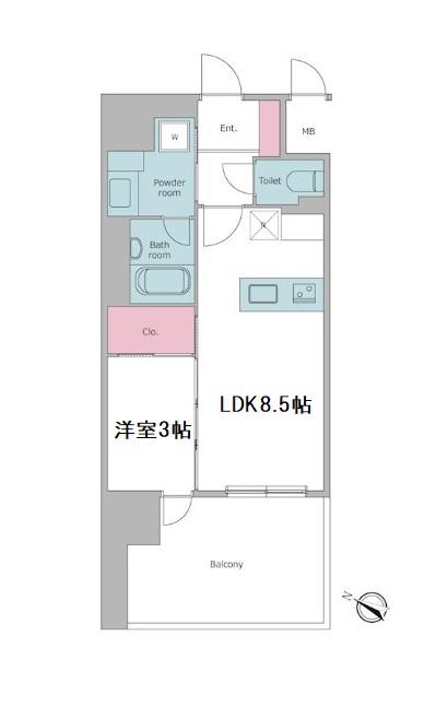 J.GRAN COURT京町堀(1LDK/8階)の間取り写真
