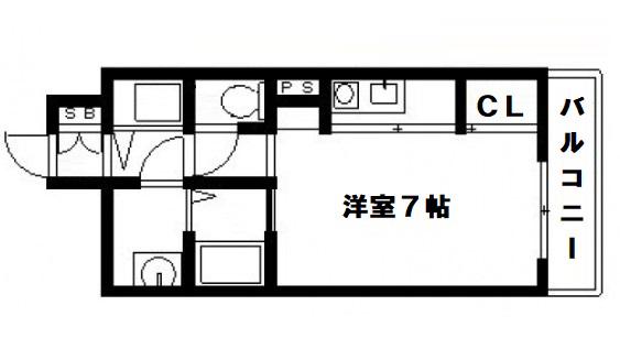 ジュネーゼグラン上本町(ワンルーム/6階)の間取り写真