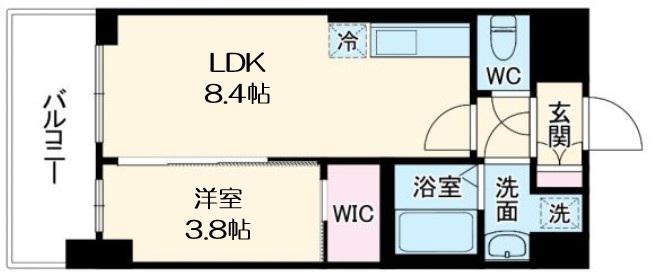 エスリードレジデンス梅田マークス(1LDK/8階)の間取り写真