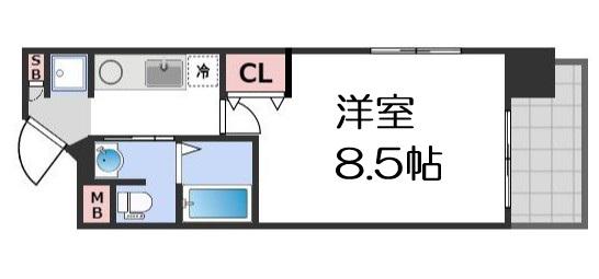 アーバンステージ安堂寺Ⅱ(1K/9階)の間取り写真