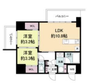 セレニテフラン難波(2LDK/7階)の間取り写真