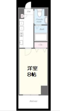 PARK LANE MINAMI(1K/13階)の間取り写真