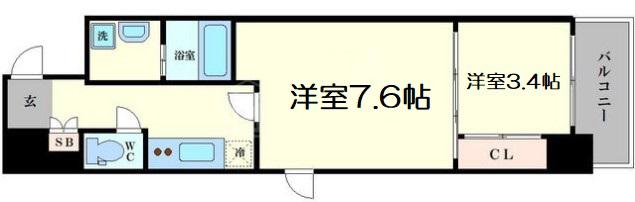 CAVANA本町(1LDK/11階)の間取り写真