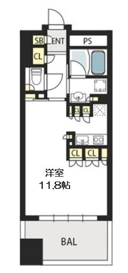ガリレイ新町(1K/6階)の間取り写真