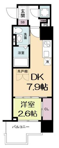 セレニテ難波プリエ(1DK/5階)の間取り写真