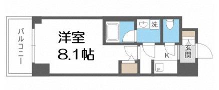 FORTUNEY大手前(1K/8階)の間取り写真