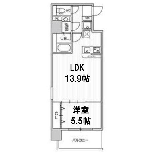 LA DOUCEUR九条(1LDK/8階)の間取り写真