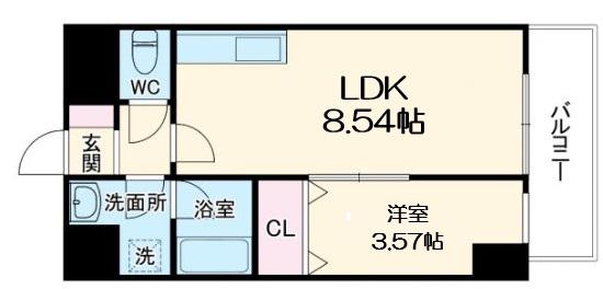 NINE RESIDENCE(1LDK/8階)の間取り写真