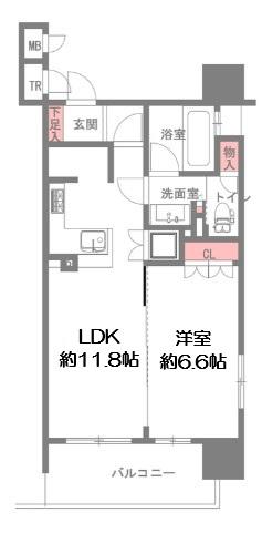 リーガル南堀江(1LDK/10階)の間取り写真