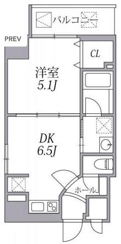 ZEUS 難波CUBE(1DK/10階)の間取り写真