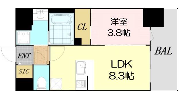 エスリードレジデンス梅田グランゲート(1LDK/13階)の間取り写真