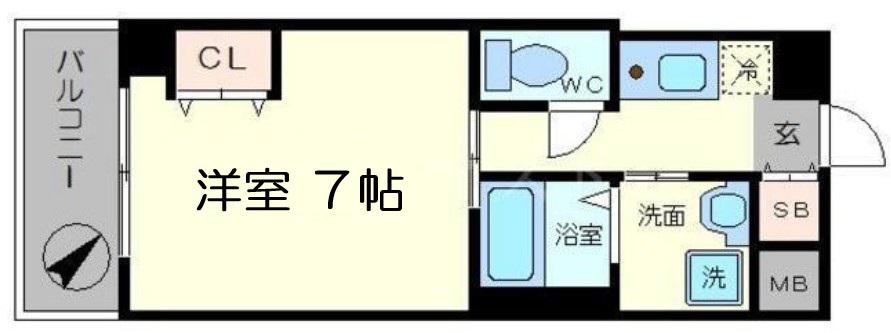 ELLE難波ウエスト(1K/4階)の間取り写真