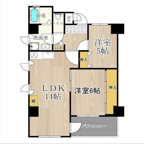 ロベリア弐番館(2LDK/11階)の間取り写真