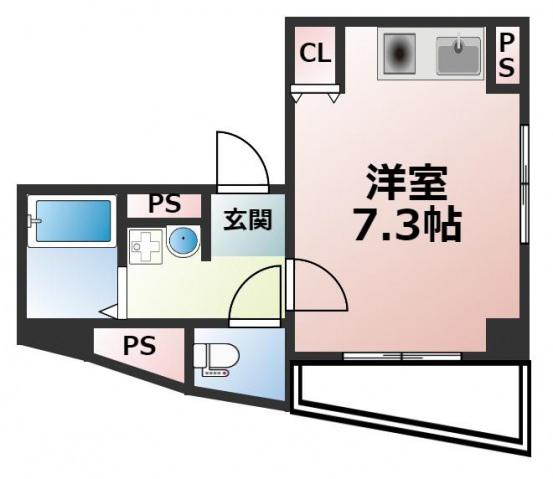 BL2緑橋駅前(ワンルーム/6階)の間取り写真