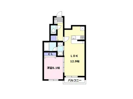 サザンテラス・ソレアード(1LDK/1階)の間取り写真