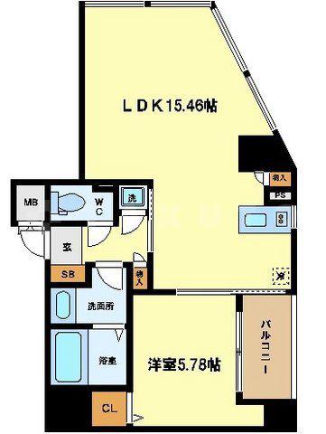フォレステージュ西本町(1LDK/4階)の間取り写真