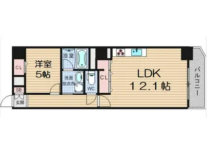サナップ難波東(1LDK/6階)の間取り写真