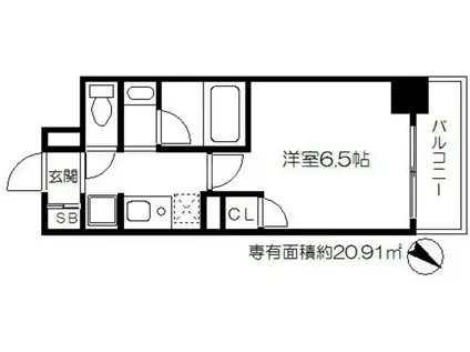 ラナップスクエア東梅田(1K/11階)の間取り写真