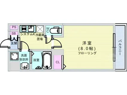 フレイランス NAMBA PLACE(1K/2階)の間取り写真